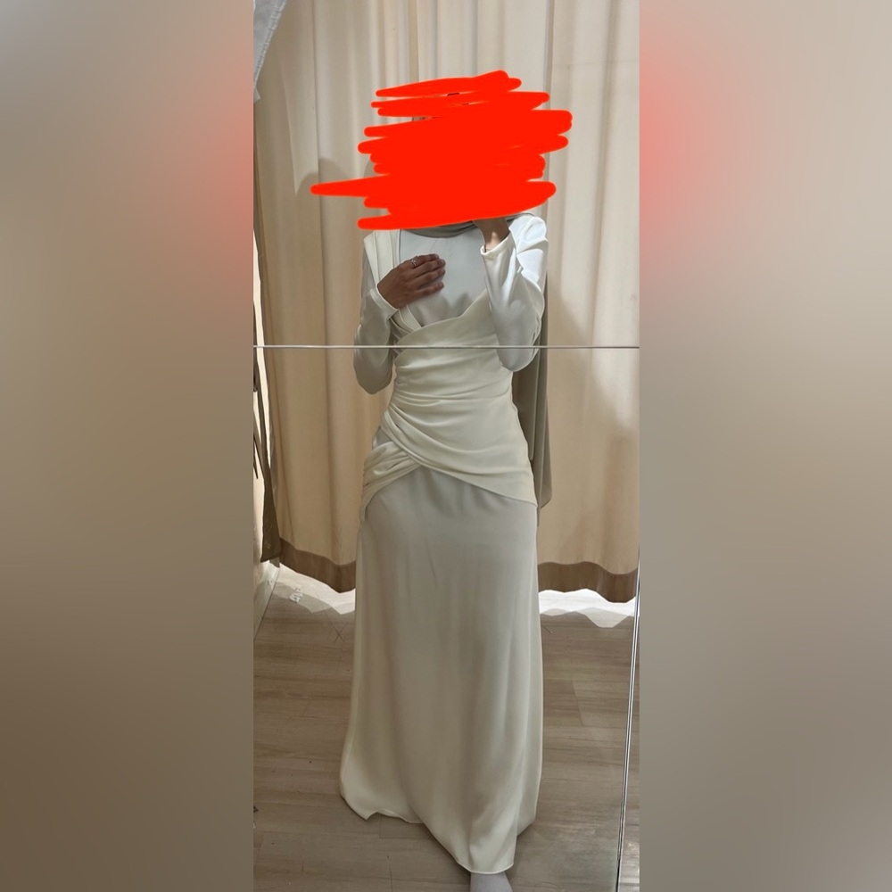 Off White Turkish Dress, Long Sleeve Perfect for Engagement Süreyya İstif